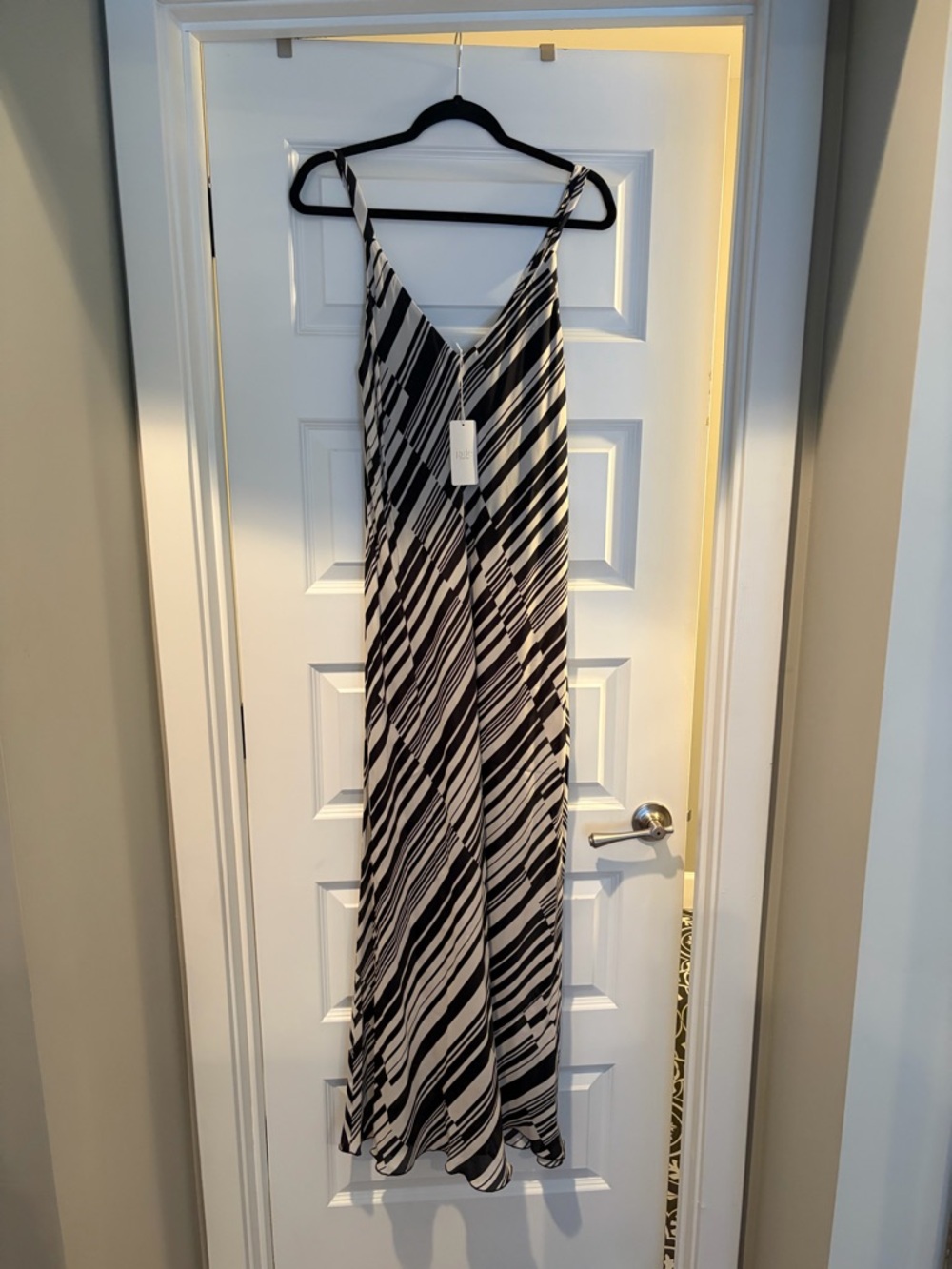 Johnny Was JADE Spaghetti Strap Black and White Maxi Dress